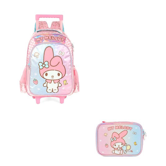 Kit Escolar de Rodinha - My Melody e Cinnamoroll Acetinado Box