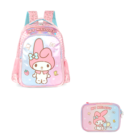 Kit Escolar de Costas - My Melody e Cinnamoroll Acetinado Box