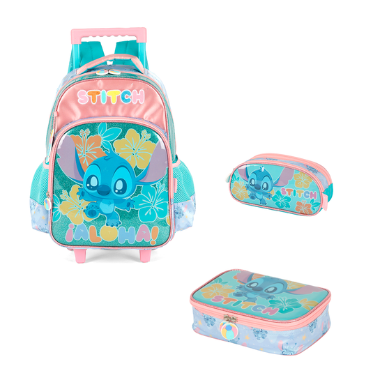 Kit Escolar de Rodinhas - Stitch Aloha