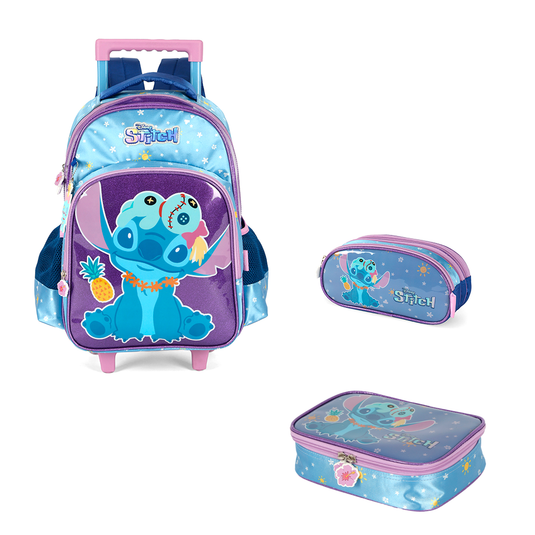 Kit Escolar de Rodinhas - Stitch Aloha