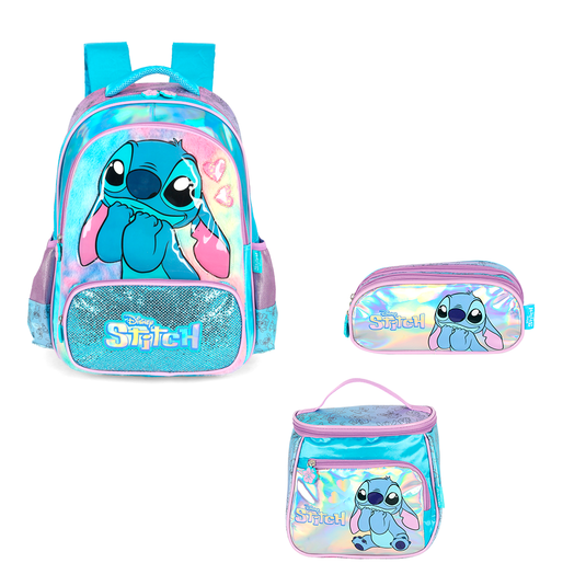 Kit Escolar de Costas - Stitch Holográfico
