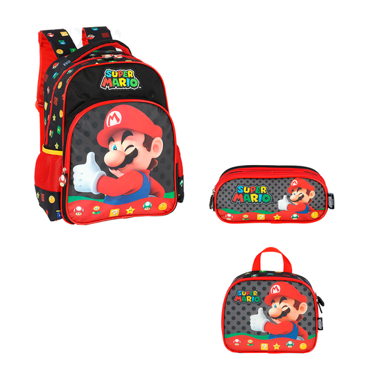 Kit escolar de costas - Super Mário Infantil