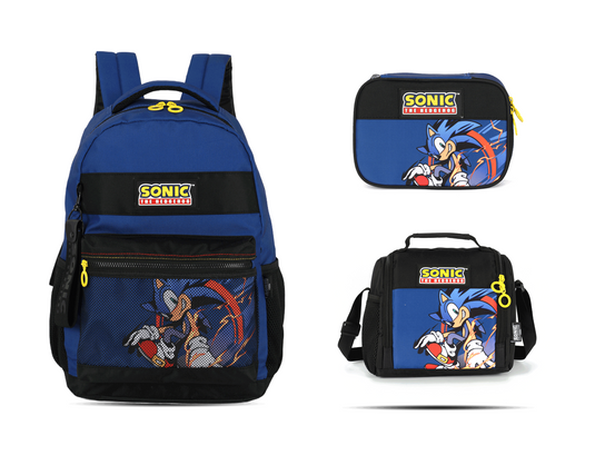 Kit Escolar Costas Juvenil Sonic Estojo Box - Azul (MS50721SO)