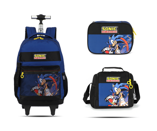 Kit Escolar Rodinha Juvenil Sonic Estojo Box - Azul (MC50722SO)