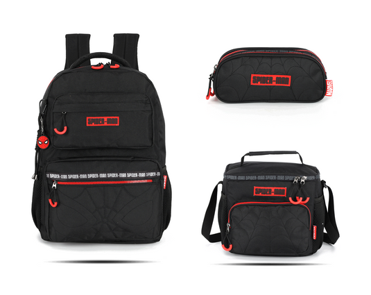 Kit Escolar Costas Juvenil Spider-Man Estojo Triplo - Preto (MS50851SP)