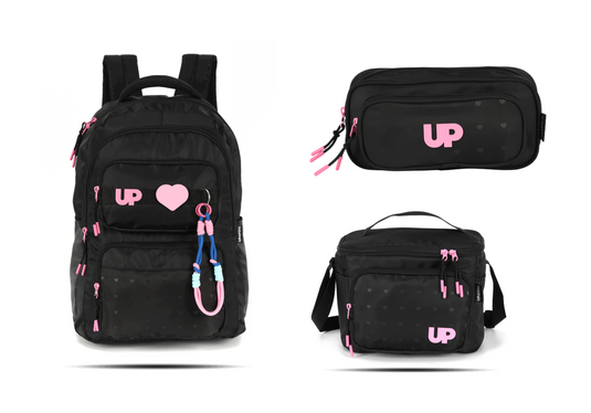 Kit Escolar Costas Juvenil Up4you Estojo Duplo - Preto