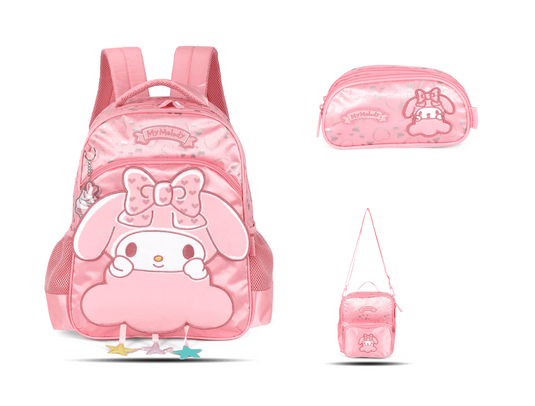 Kit Escolar Costas Infantil My Melody Estojo Duplo - Rosa