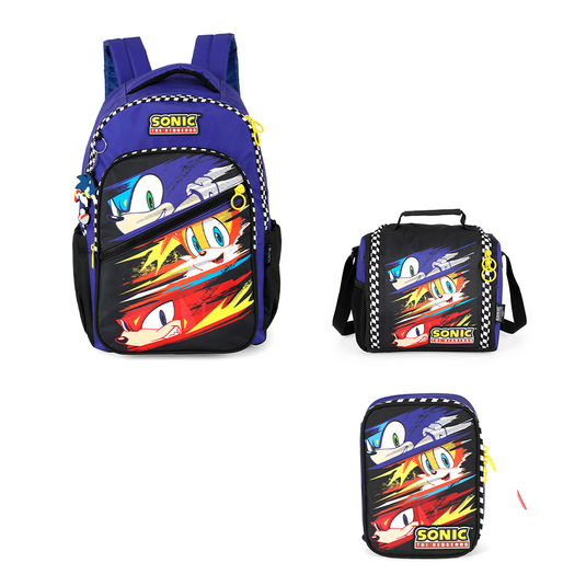 Kit Escolar de Costas - Sonic com Chaveiro