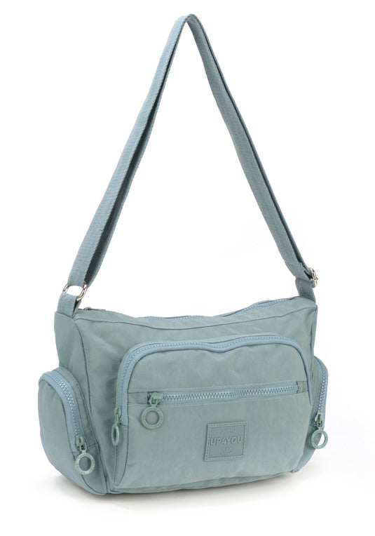 Bolsa Carteiro Pkt Moda Crinkle Up4you Azul Claro - Unico