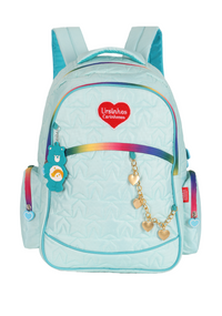 Mochila de Costas Média Juvenil Matelassê Coração Notebook 18 Corrente Ursinhos Carinhosos