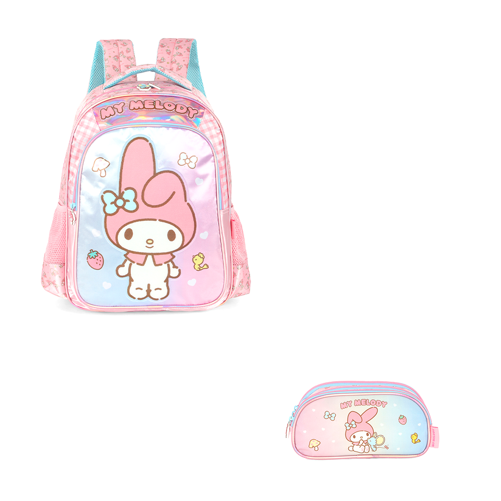 Kit Escolar de Costas - My Melody e Cinnamoroll Acetinado