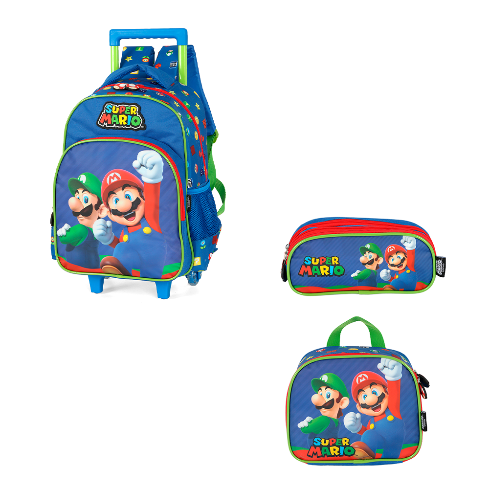 Kit escolar de Rodinha - Super Mário Infantil
