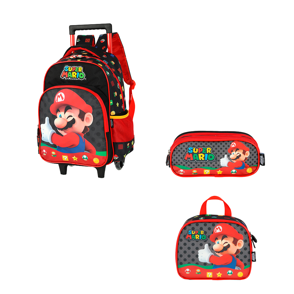 Kit escolar de Rodinha - Super Mário Infantil