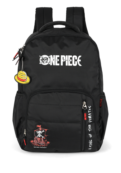 Mochila de Costas Média Juvenil One Piece Náilon com Chaveiro