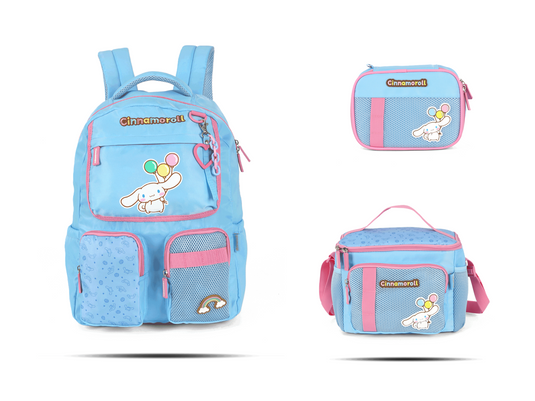 Kit Escolar Costas Juvenil Cinnamoroll Estojo Box - Azul