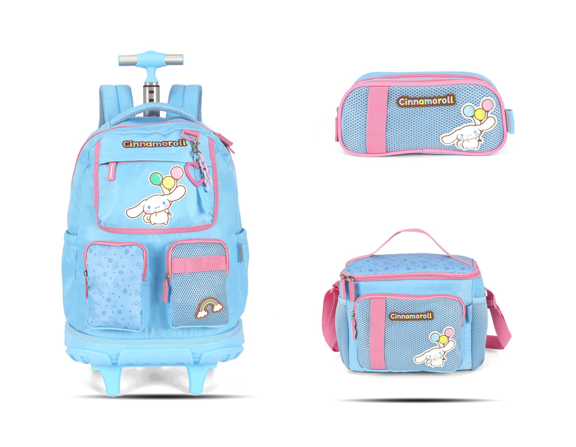 Kit Escolar Rodinha Juvenil Cinnamoroll Estojo Triplo - Azul