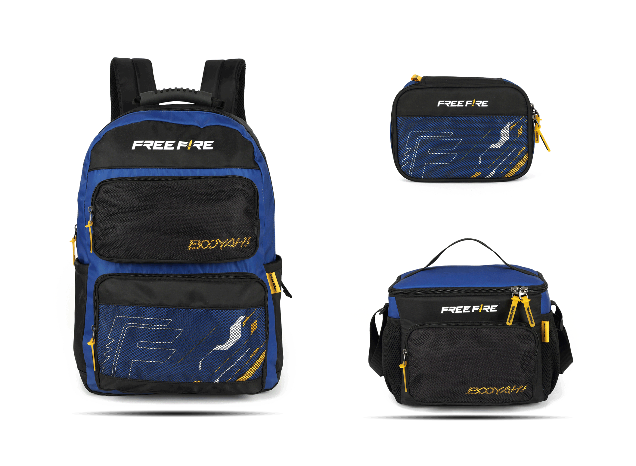 Kit Escolar Costas Juvenil Free Fire Estojo Box - Azul