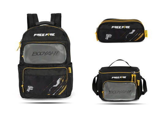 Kit Escolar Costas Juvenil Free Fire Estojo Triplo - Preto (MS50681FF)