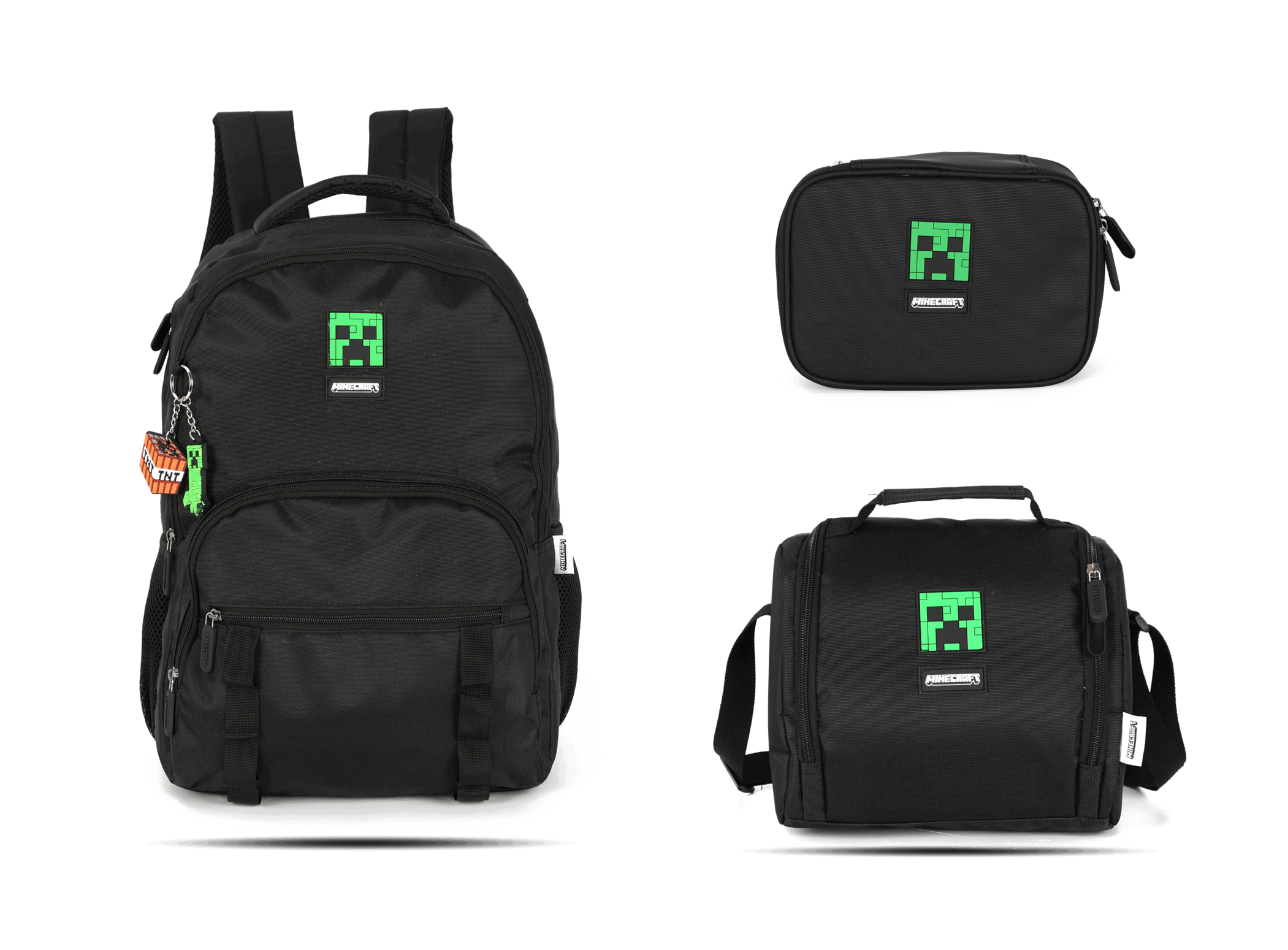 Kit Escolar Costas Juvenil Minecraft Estojo Box - Preto