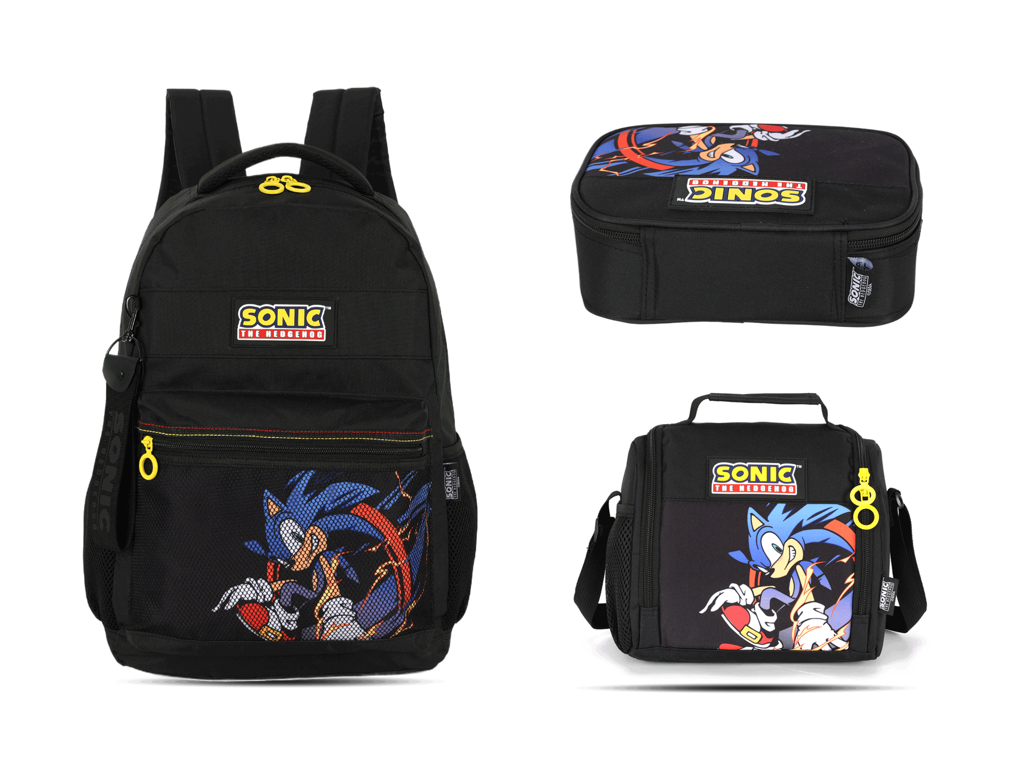 Kit Escolar Costas Juvenil Sonic Estojo Box - Preto (MS50721SO)