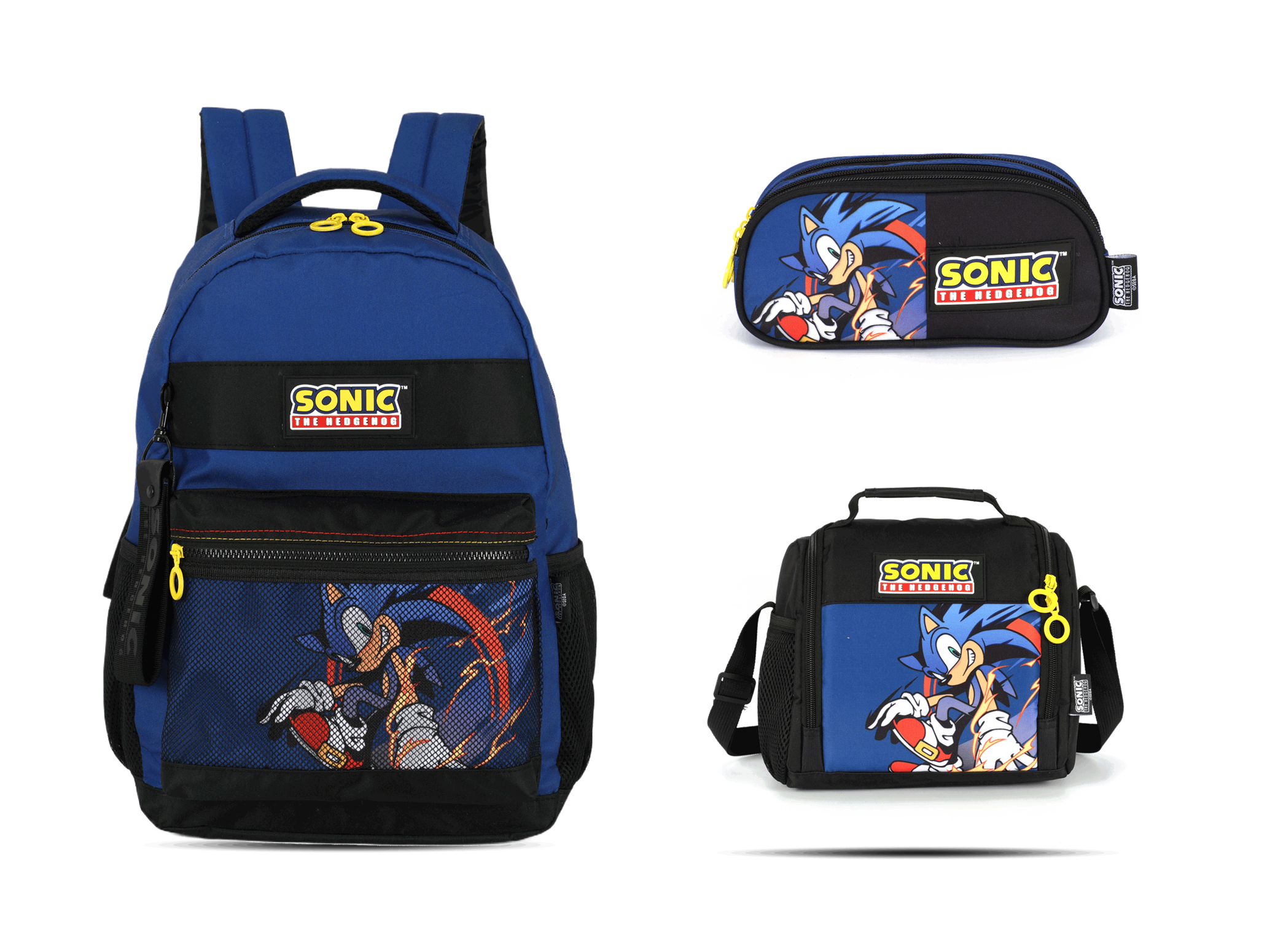 Kit Escolar Costas Juvenil Sonic Estojo Triplo - Azul (MS50721SO)