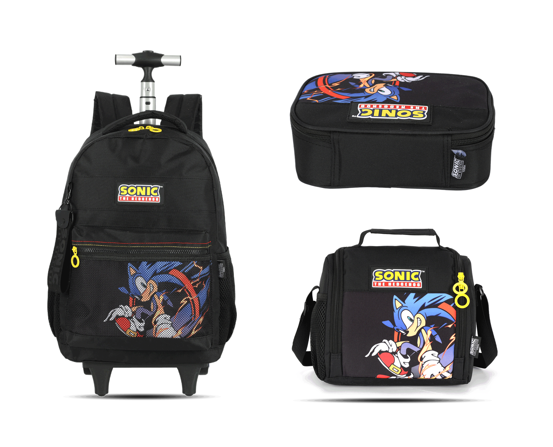 Kit Escolar Rodinha Juvenil Sonic Estojo Box - Preto (MC50722SO)