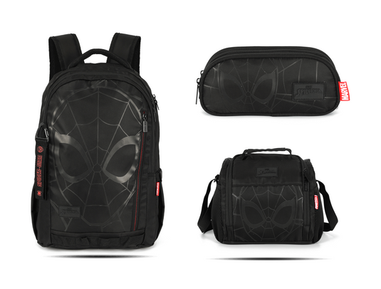 Kit Escolar Costas Juvenil Spider-Man Estojo Triplo - Preto (MJ50861SP)
