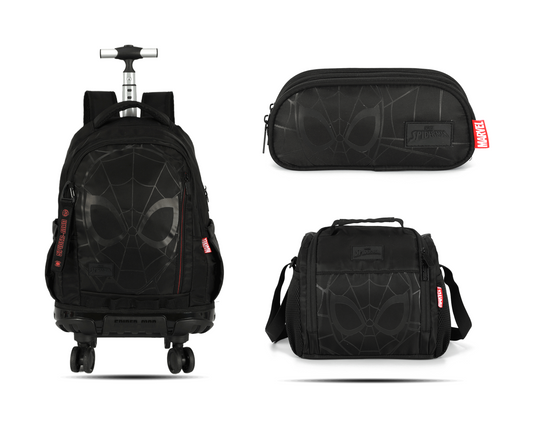 Kit Escolar Rodinha Juvenil Spider-Man Estojo Triplo - Preto (MC50862SP)
