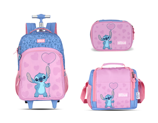 Kit Escolar Rodinha Juvenil Stitch Estojo Box - Azul (MC50912SC)