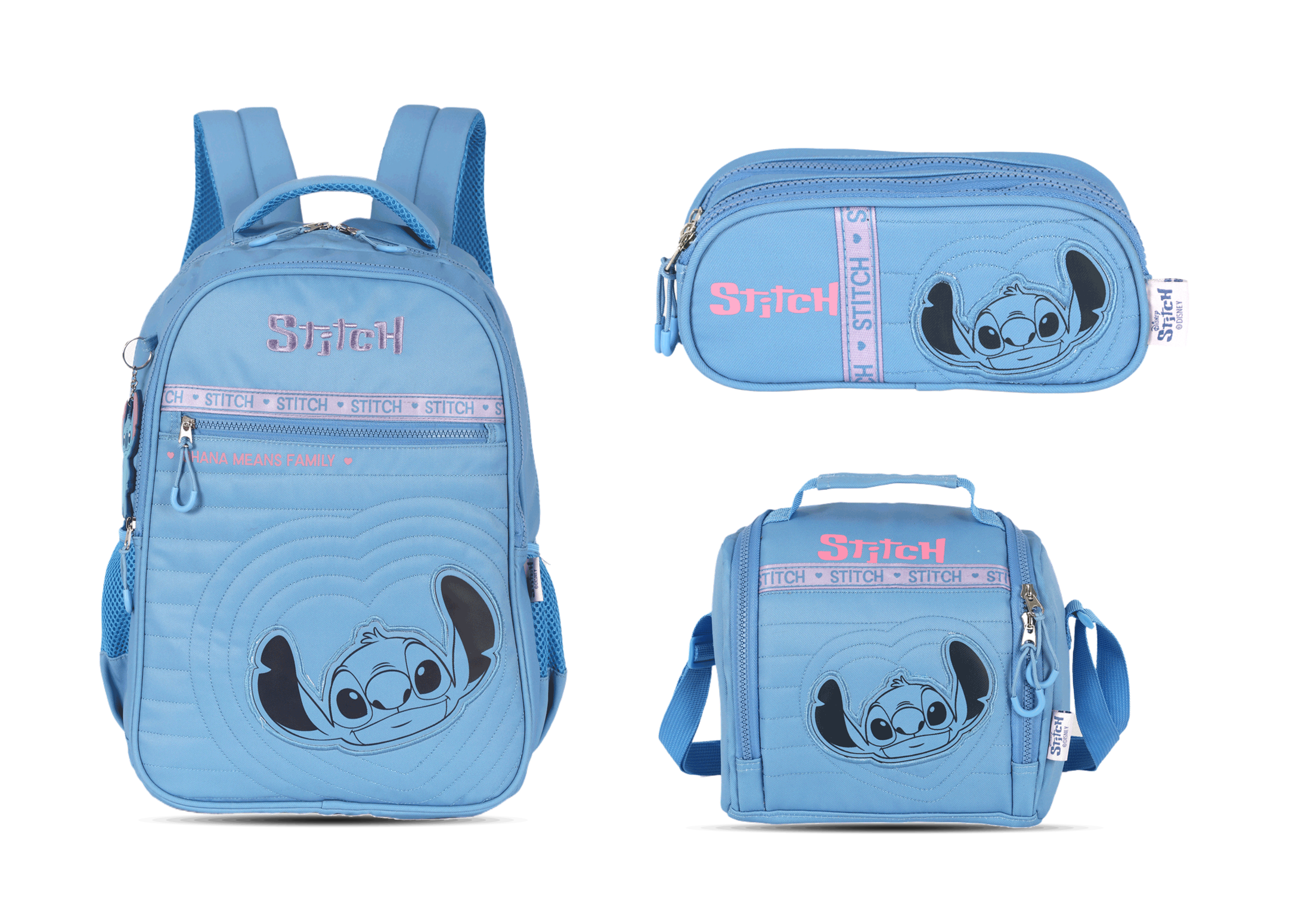 Kit Escolar Costas Juvenil Stitch Estojo Triplo - Azul (MS50931SC)