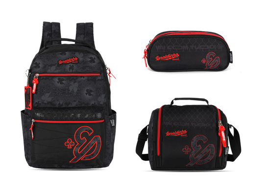 Kit Escolar Costas Juvenil Enaldinho Estojo Triplo - Preto (MS50431UP)