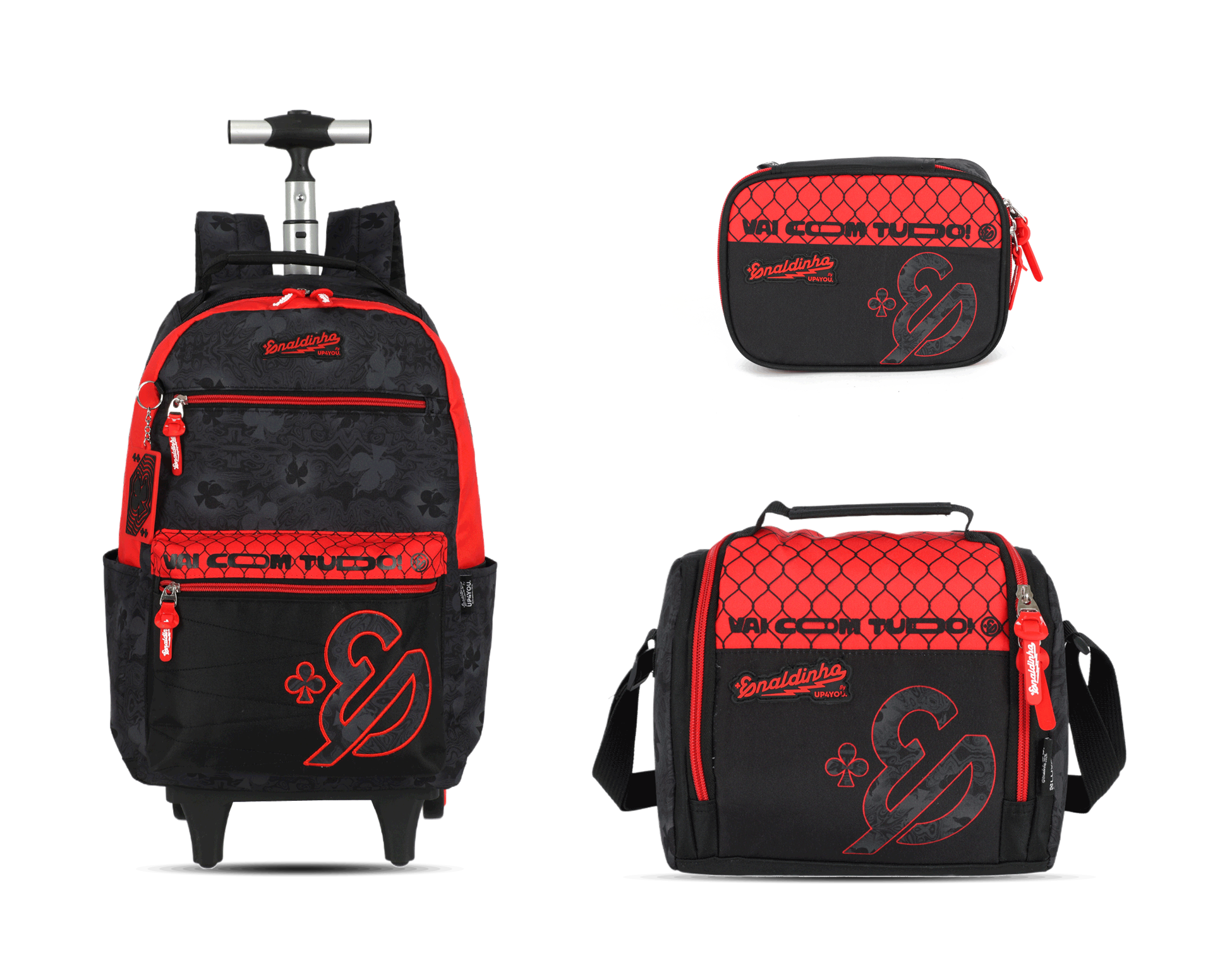 Kit Escolar Rodinha Juvenil Enaldinho Estojo Box - Vermelho