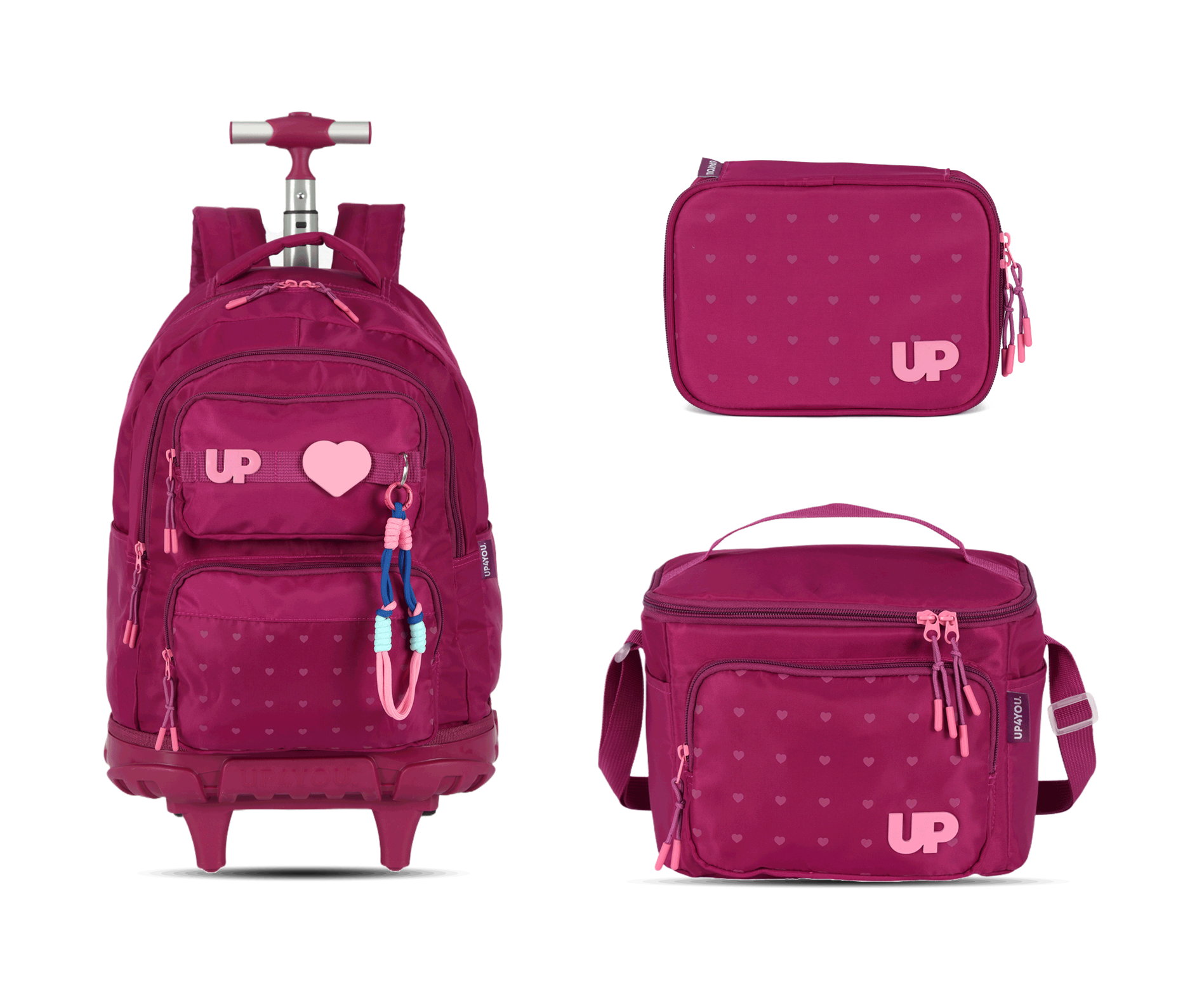 Kit Escolar Rodinha Juvenil Up4you Estojo Box - Pink