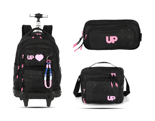 Kit Escolar Rodinha Juvenil Up4you Estojo Duplo - Preto