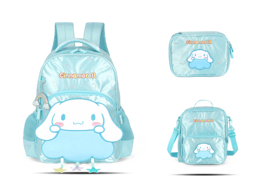 Kit Escolar Costas Infantil Cinnamoroll Estojo Box - Azul