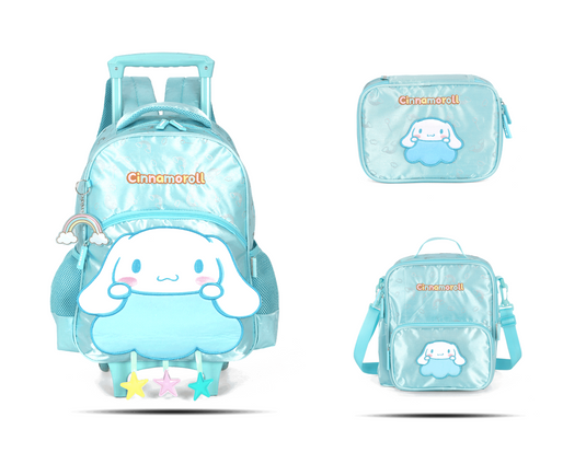 Kit Escolar Rodinha Infantil Cinnamoroll Estojo Box - Azul (IC43512SR)