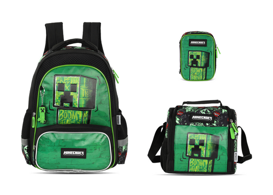 Kit Escolar Costas Infantil Minecraft Estojo Box - Verde (IS43731MC)