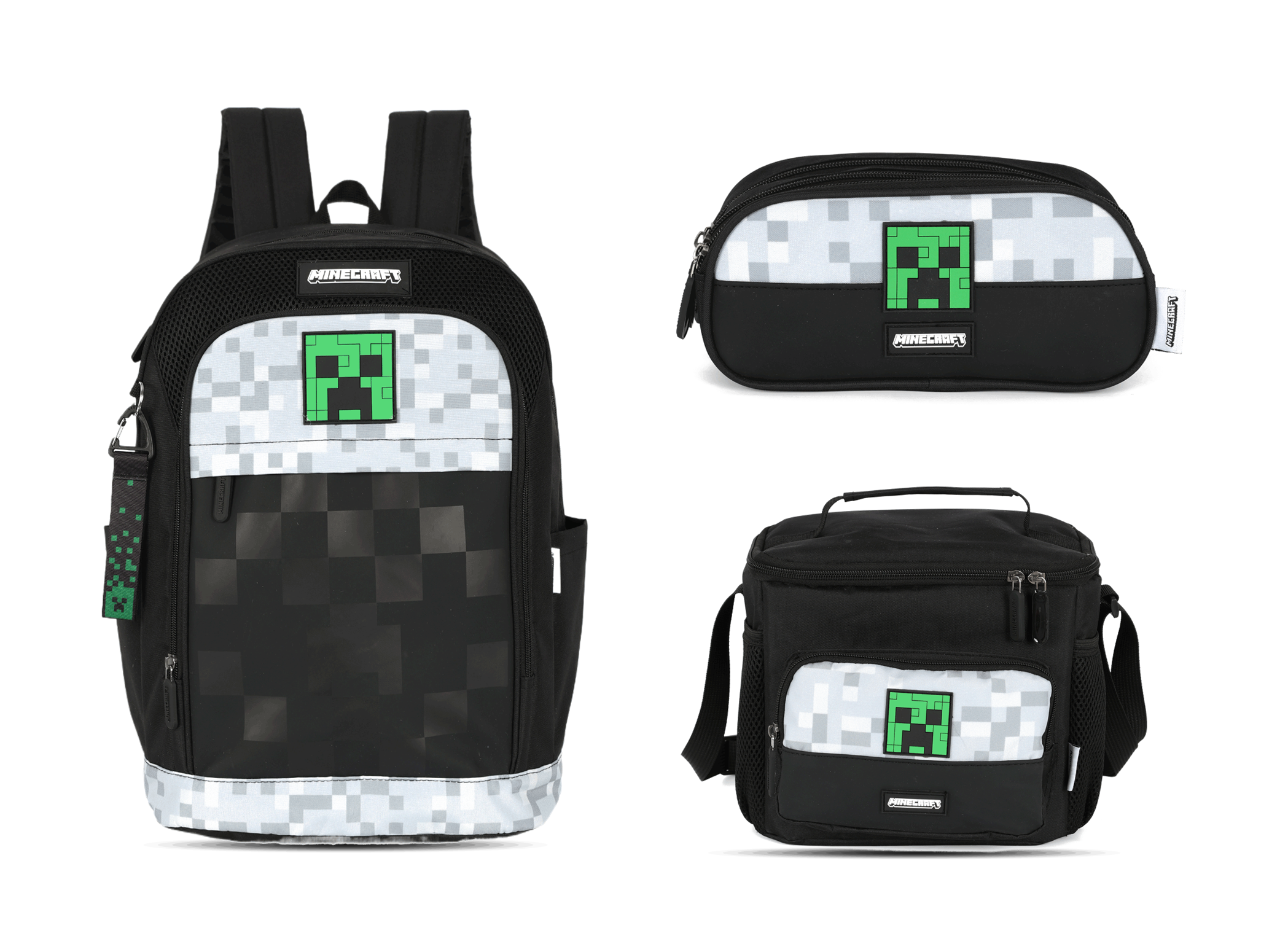 Kit Escolar Costas Infantil Minecraft Estojo Triplo - Preto (IS43741MC)
