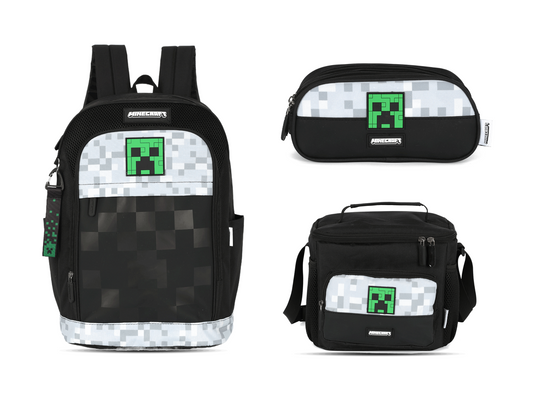 Kit Escolar Costas Infantil Minecraft Estojo Triplo - Preto (IS43741MC)