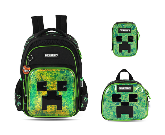 Kit Escolar Costas Infantil Minecraft Estojo Box - Verde (IS43771MC)