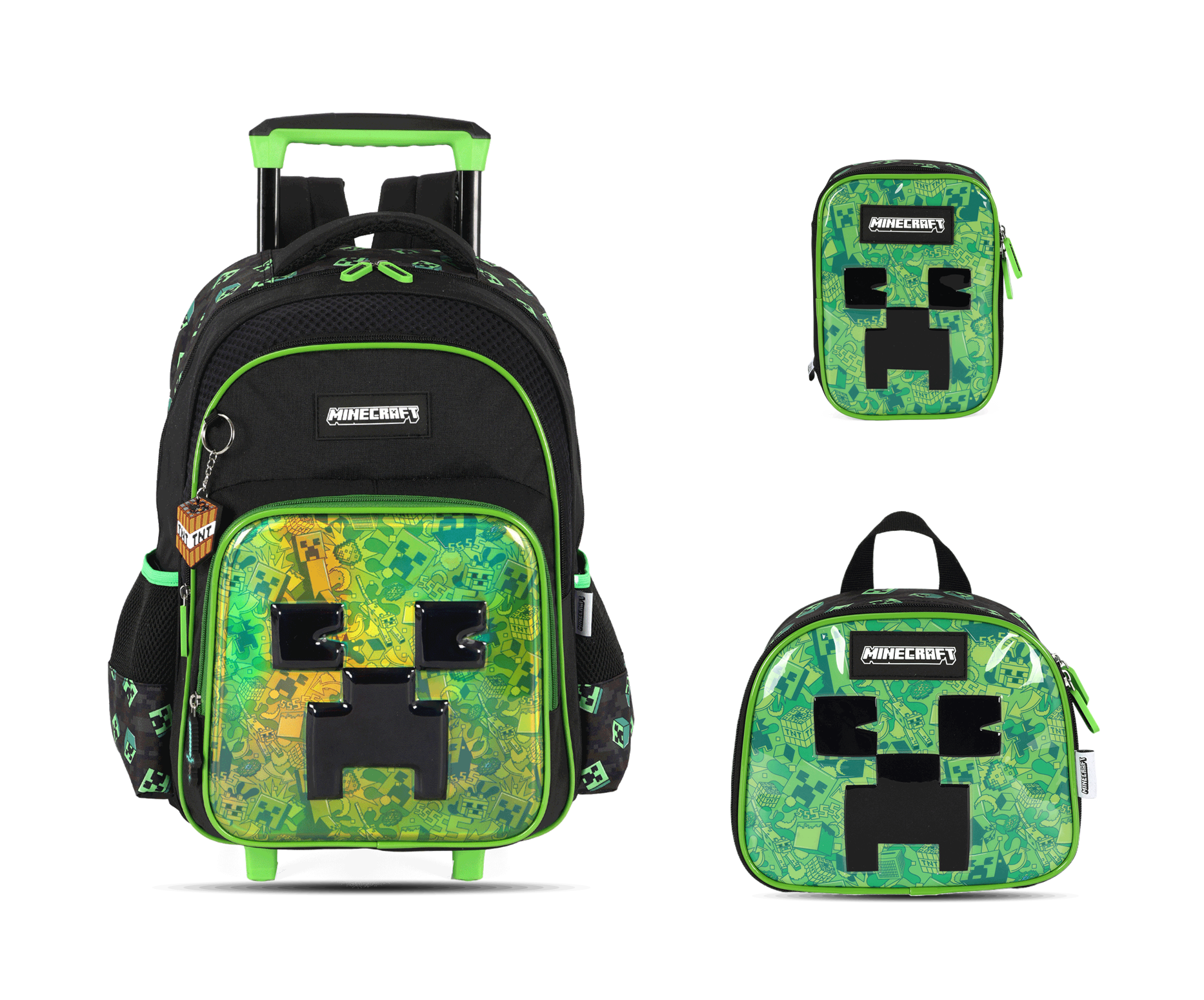 Kit Escolar Rodinha Infantil Minecraft Estojo Box - Verde (IC43772MC)