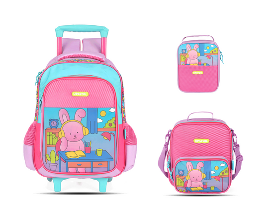 Kit Escolar Rodinha Infantil Coelhinho Estojo Box - Roxo