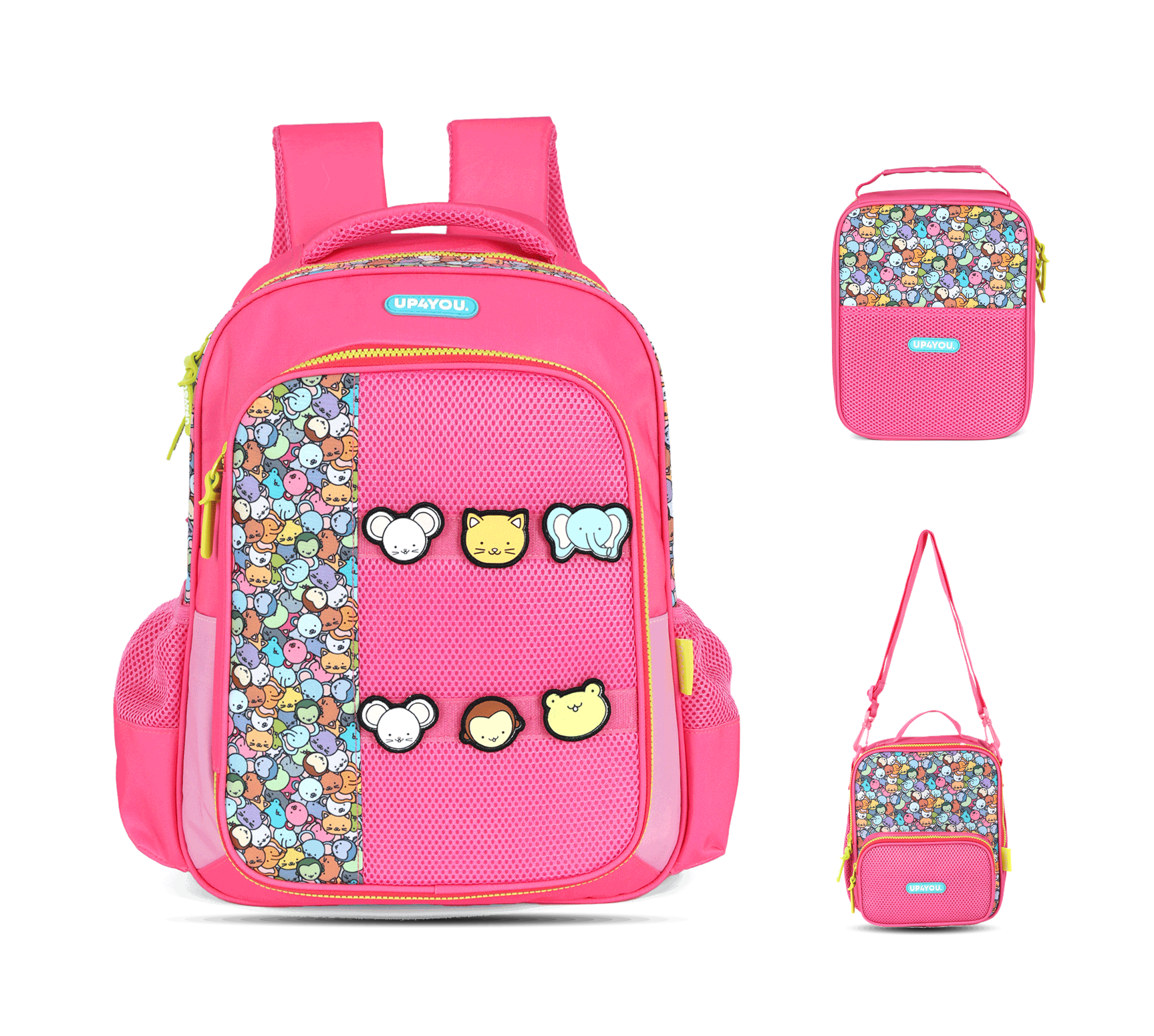 Kit Escolar Costas Infantil Bichinhos Estojo Box - Pink