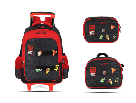 Kit Escolar Rodinha Infantil Enaldinho Estojo Box - Preto